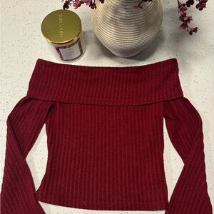 Cider Off-Shoulder Sweater - Deep Red